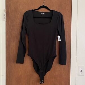 Black Long Sleeve Squareneck Bodysuit